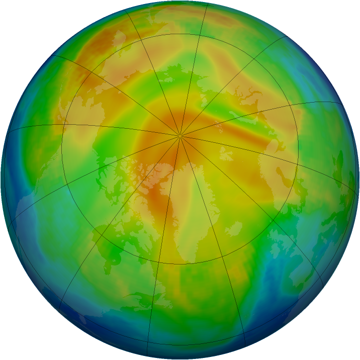 Arctic ozone map for 21 December 1987